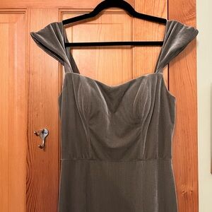 Jenny Yoo Issa Off-The-Shoulder Stretch Velvet Column Gown